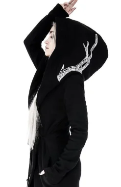 Restyle Long, gothic Into the Wild Hoodie with oversized hood and antlers