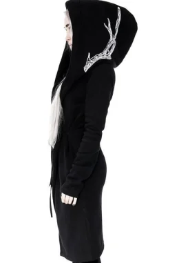 Restyle Long, gothic Into the Wild Hoodie with oversized hood and antlers