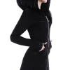 Restyle Long jacket with oversized hood, black riding hood, moon "LAYERED HOODIE"