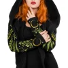 Restyle Long pagan HERBAL Hoodie with fern and crescent oversized hood