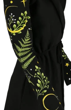 Restyle Long pagan HERBAL Hoodie with fern and crescent oversized hood