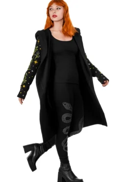 Restyle Long pagan HERBAL Hoodie with fern and crescent oversized hood
