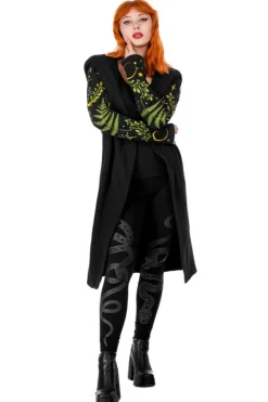 Restyle Long pagan HERBAL Hoodie with fern and crescent oversized hood