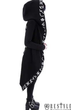 Restyle Long, Runic jacket with oversized hood 