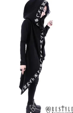Restyle Long, Runic jacket with oversized hood 