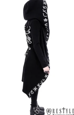 Restyle Long, Runic jacket with oversized hood 