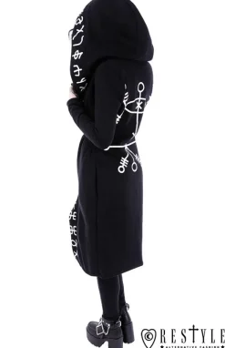 Restyle Long, Runic jacket with oversized hood 