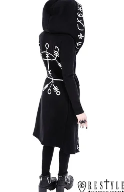 Restyle Long, Runic jacket with oversized hood 