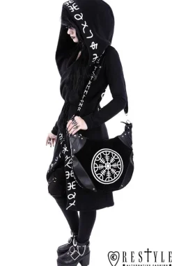 Restyle Long, Runic jacket with oversized hood 