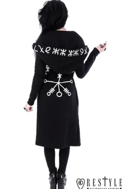 Restyle Long, Runic jacket with oversized hood 