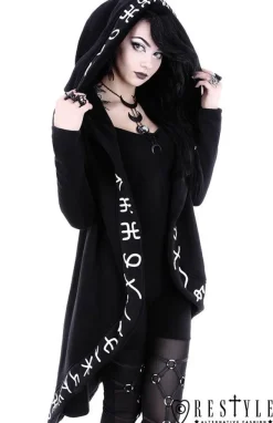 Restyle Long, Runic jacket with oversized hood 