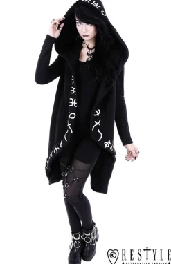 Restyle Long, Runic jacket with oversized hood 