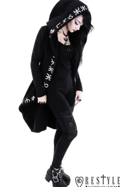 Restyle Long, Runic jacket with oversized hood 