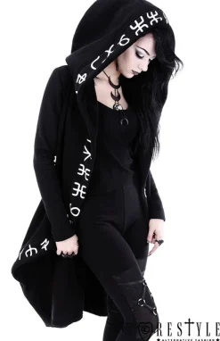 Restyle Long, Runic jacket with oversized hood 