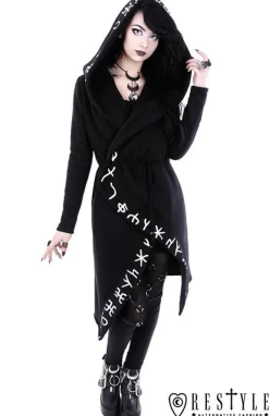 Restyle Long, Runic jacket with oversized hood 