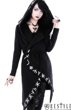 Restyle Long, Runic jacket with oversized hood 