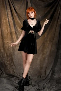 Restyle MIDNIGHT FLORA MINI DRESS
