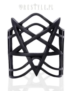 Restyle Modern bangle, Pentagram jewellery, gothic cuff "PENTAGRAM BLACK BRACELET"