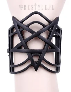 Restyle Modern bangle, Pentagram jewellery, gothic cuff "PENTAGRAM BLACK BRACELET"