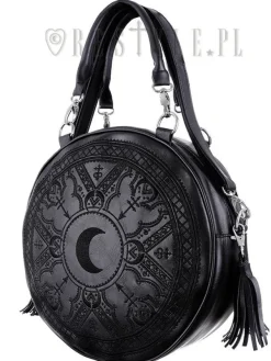 Restyle Moon embroidery handbag, witchy purse with moon & tessels 