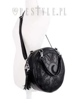 Restyle Moon embroidery handbag, witchy purse with moon & tessels 