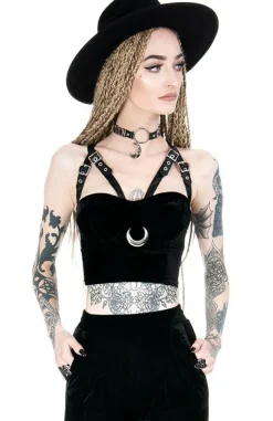 Restyle MOON HARNESS TOP, velvet moon, short blouse