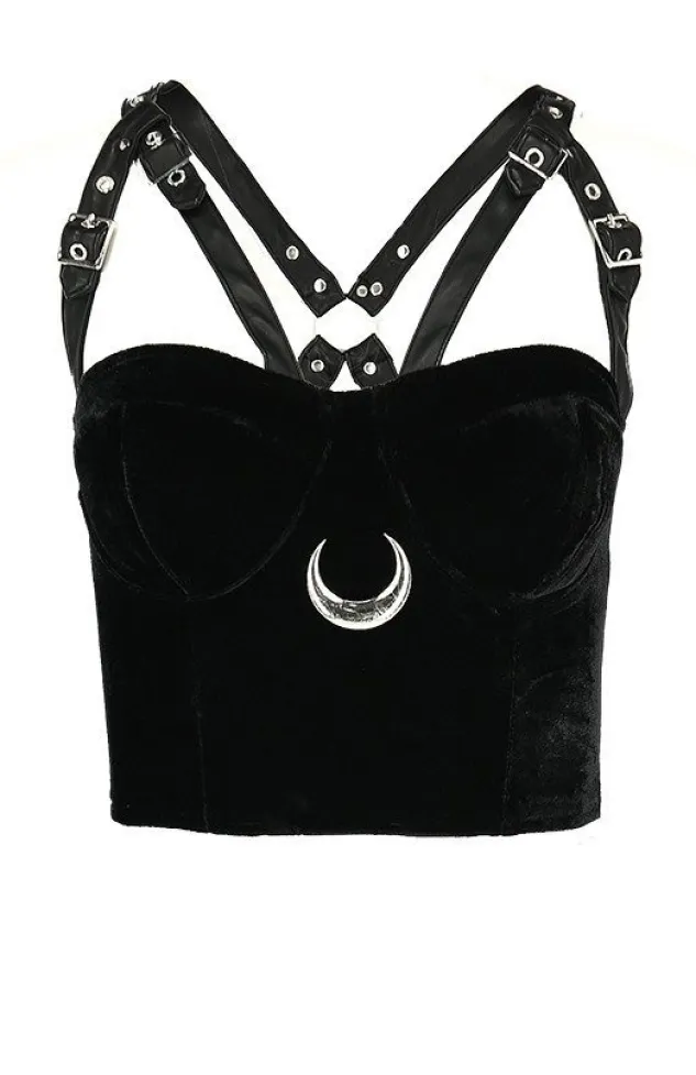 Restyle MOON HARNESS TOP, velvet moon, short blouse