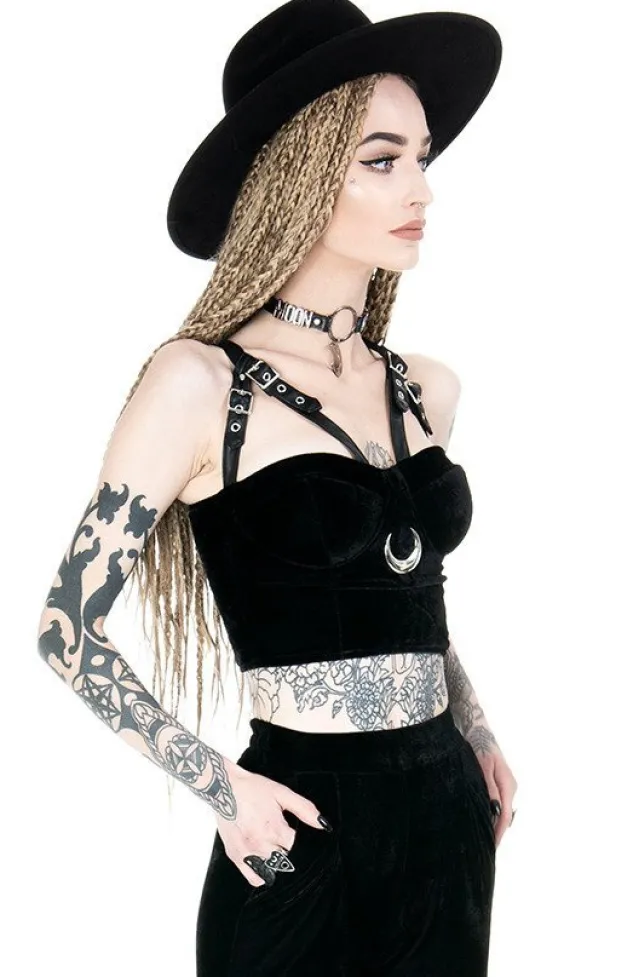 Restyle MOON HARNESS TOP, velvet moon, short blouse