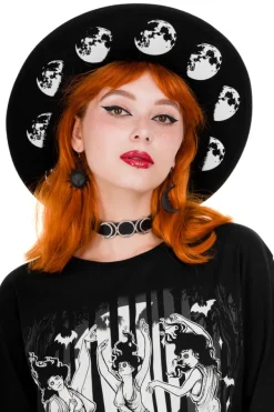 Restyle Moon Phases Hat with wide brim, wool
