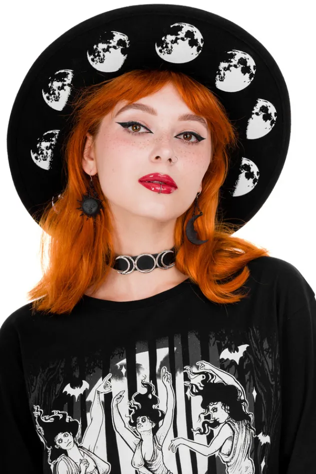 Restyle Moon Phases Hat with wide brim, wool