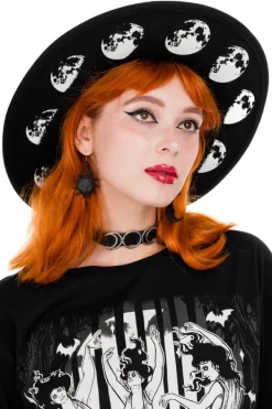 Restyle Moon Phases Hat with wide brim, wool