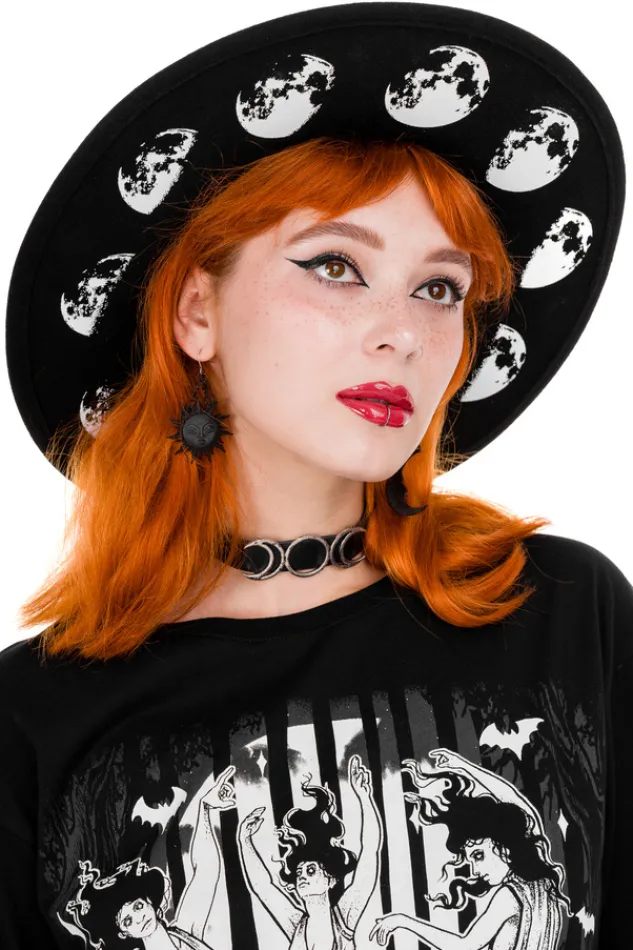 Restyle Moon Phases Hat with wide brim, wool
