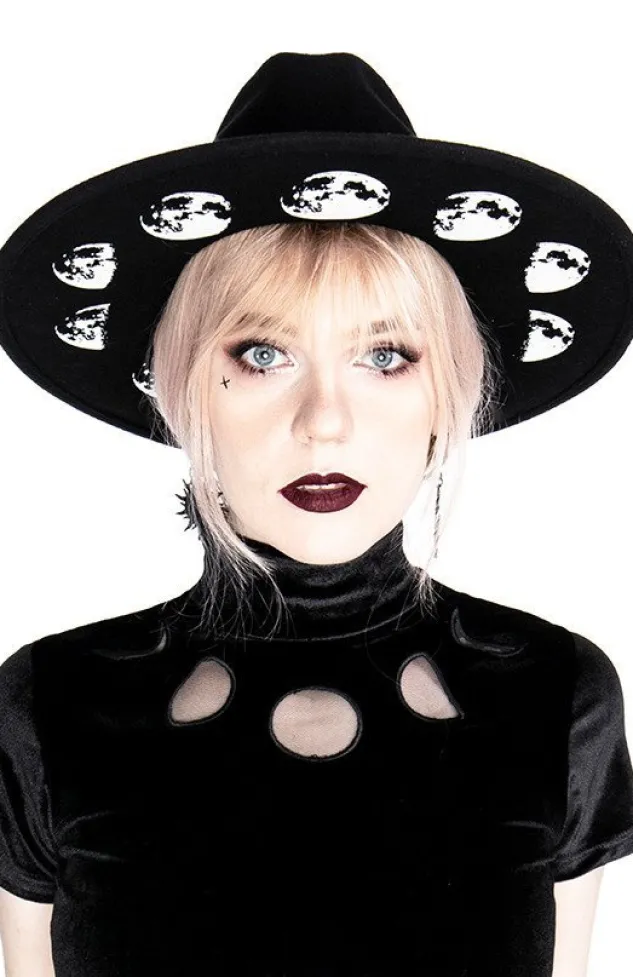 Restyle Moon Phases Hat with wide brim, wool