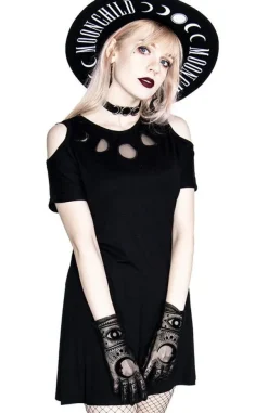 Restyle Moon Phases Tunic with cold shoulder, Mesh Moon Dress