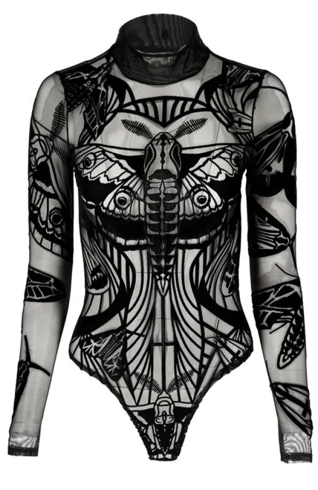 Restyle MOTH CONTOUR MESH FLOCKED BODYSUIT