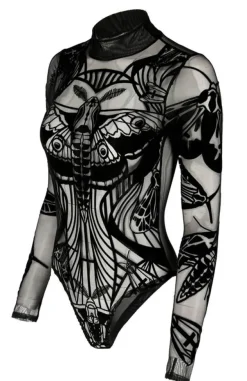 Restyle MOTH CONTOUR MESH FLOCKED BODYSUIT