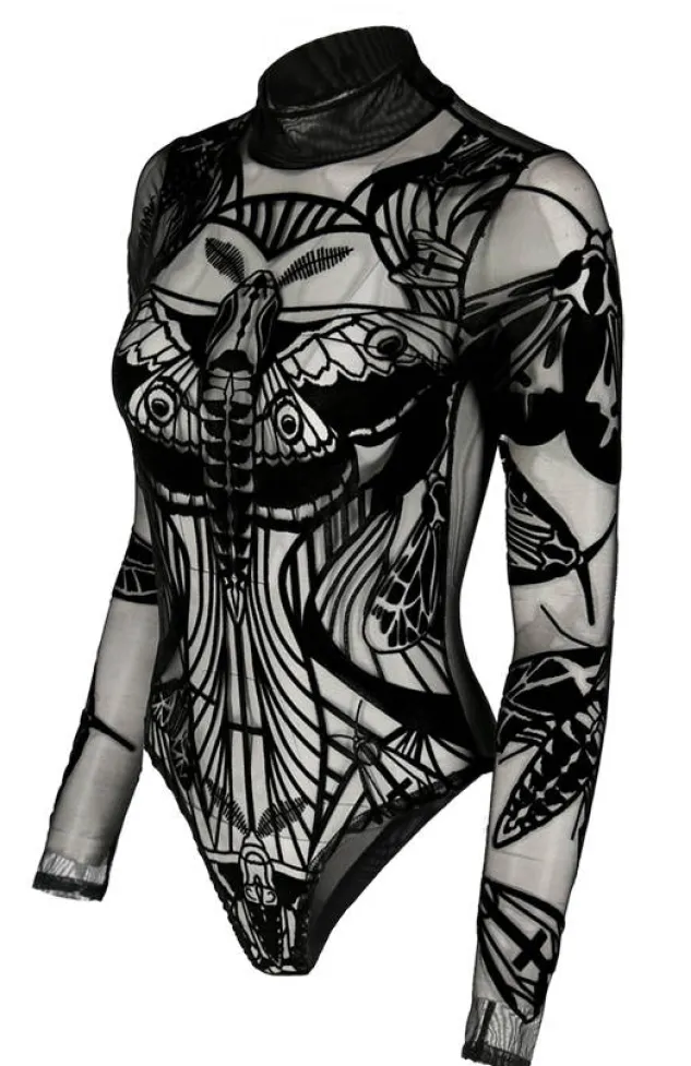 Restyle MOTH CONTOUR MESH FLOCKED BODYSUIT