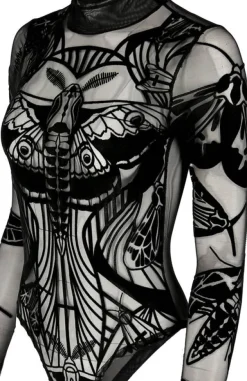 Restyle MOTH CONTOUR MESH FLOCKED BODYSUIT