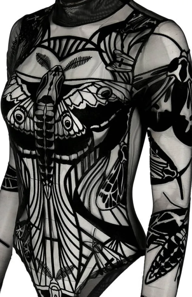 Restyle MOTH CONTOUR MESH FLOCKED BODYSUIT