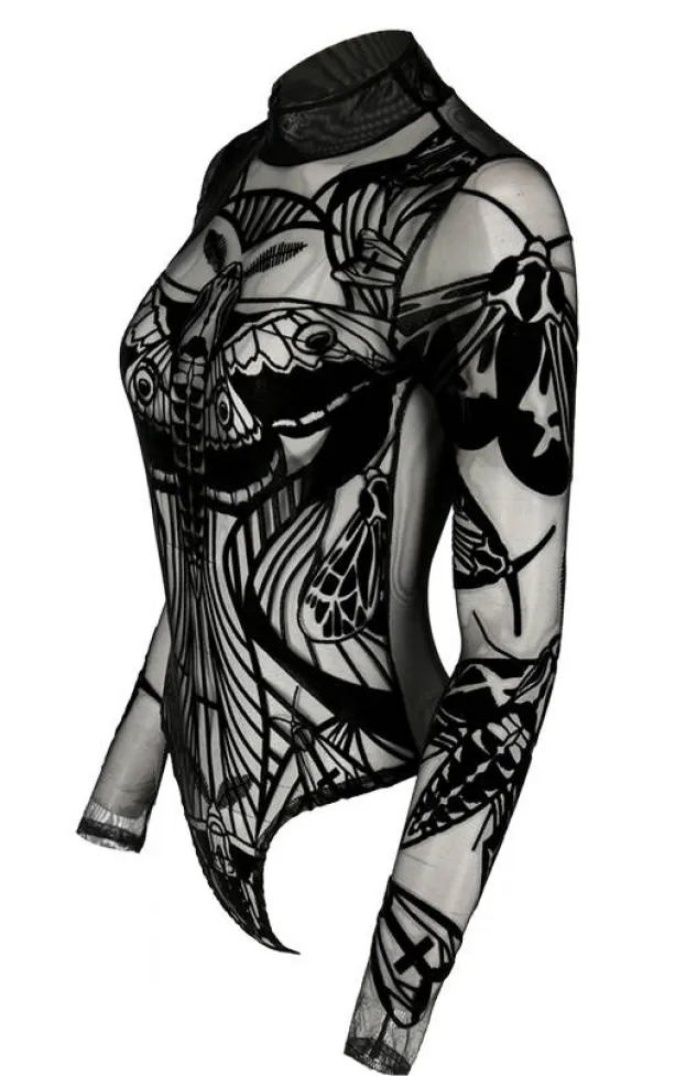 Restyle MOTH CONTOUR MESH FLOCKED BODYSUIT