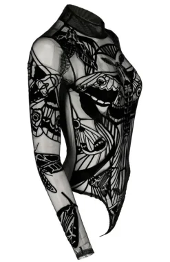 Restyle MOTH CONTOUR MESH FLOCKED BODYSUIT