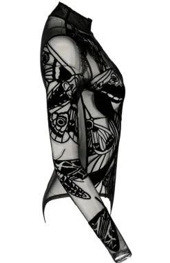 Restyle MOTH CONTOUR MESH FLOCKED BODYSUIT