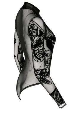 Restyle MOTH CONTOUR MESH FLOCKED BODYSUIT