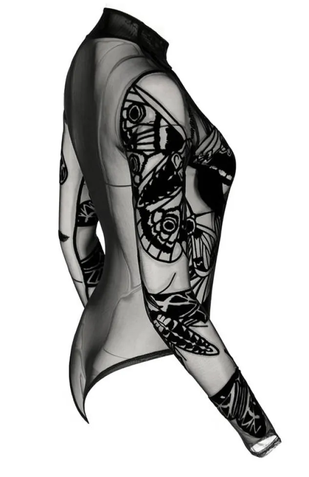Restyle MOTH CONTOUR MESH FLOCKED BODYSUIT