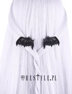 Restyle Pair of gothic BATS hairclips, lace, nugoth jewellery"LACE BAT WINGS hairclips"