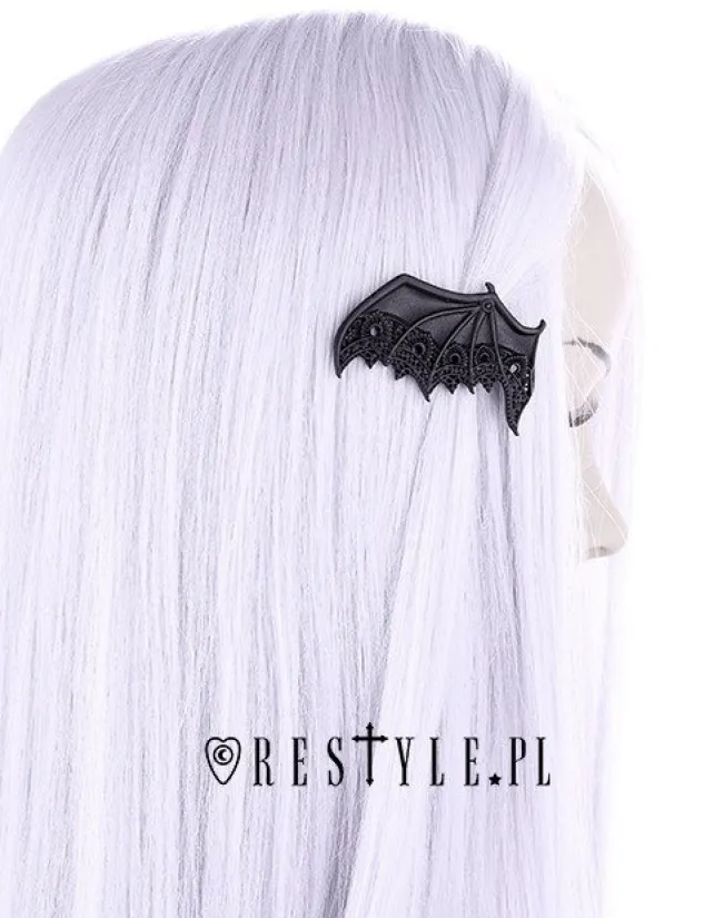 Restyle Pair of gothic BATS hairclips, lace, nugoth jewellery"LACE BAT WINGS hairclips"