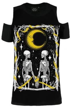 Restyle Skeleton Lovers Cold Shoulder Tshirt