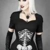 Restyle SKELETON UNDERBUST anatomical, Black cotton corset, horror