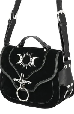 Restyle TRIPLE GODDESS BAG Gothic handbag with crescent moons and sun