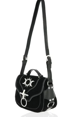 Restyle TRIPLE GODDESS BAG Gothic handbag with crescent moons and sun